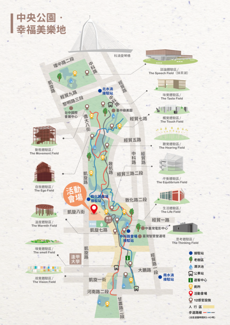 【台中中央公園】2022台中最新景點!12感官體驗、必拍打卡美景、交通住宿推薦總整理